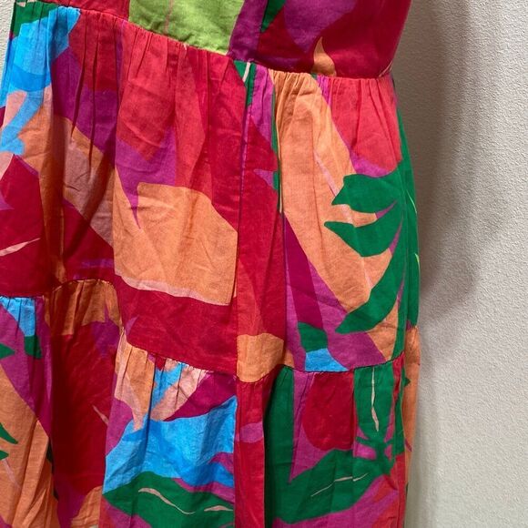 Vineyard Vines La Palmeraie Tiered Cotton Mini Dress in Tropical Floral Size XS - Picture 5 of 8
